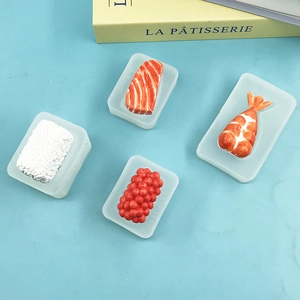 Silicone sushi mold set for realistic salmon, shrimp, and roe DIY resin and baking crafts