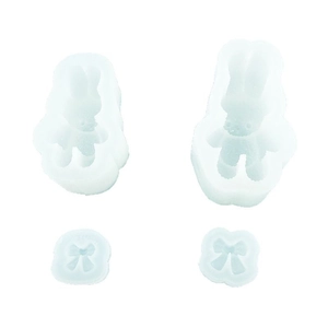 Silicone rabbit and bowknot mold set for resin DIY and baking with translucent finish