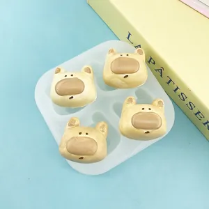 4-Cavity Cartoon Bear Silicone Mold For DIY Handmade Chocolate Fondant Candle Plaster Aromatherapy Crafting Baking Tool