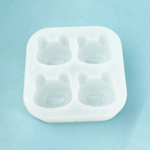 White silicone 4-cavity cartoon bear mold for chocolate, fondant and DIY crafts
