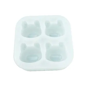 Silicone mold with four cute cartoon bear cavities for DIY chocolate or soap making