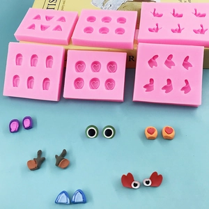 6pcs pink silicone animal eyes mold set for DIY fondant and chocolate baking