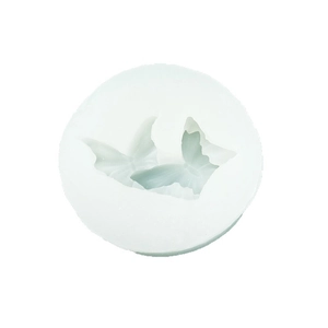 White silicone butterfly mold for resin casting and cake decorating on plain background
