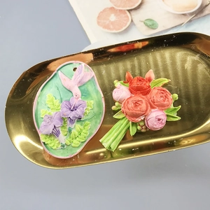 Morning glory and rose bouquet silicone mold for DIY aromatherapy wax and gypsum plaster crafts