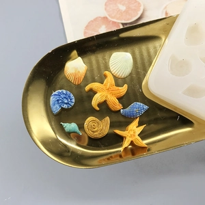 Starfish and seashell silicone mold for fondant cake decorating with resin ocean charms