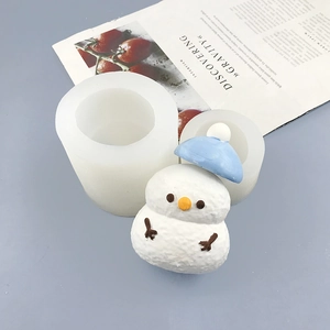 DIY silicone mold set for creating cute snowman-shaped scented candles and plaster crafts