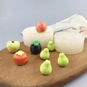Mini fruit silicone molds for DIY resin crafts including peach and mangosteen shapes