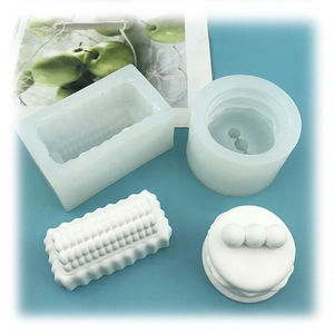 Souffle silicone molds set with rectangular stripes and cylindrical dot textures for DIY crafts