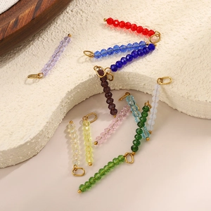 Colorful faceted crystal bead charms with gold metal rings for DIY jewelry making