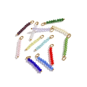 Colorful faceted crystal bead charms with gold metal rings for DIY jewelry making