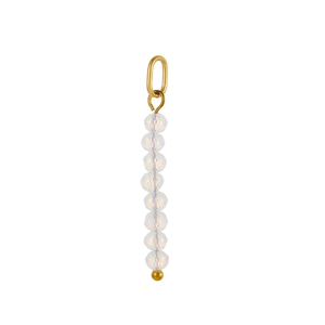 Vertical white faceted stone beads pendant with gold loop for DIY jewelry making