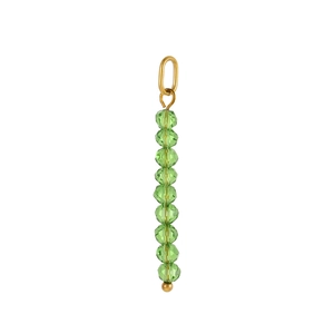 Handmade green natural stone beaded pendant with gold oval loop for DIY jewelry making
