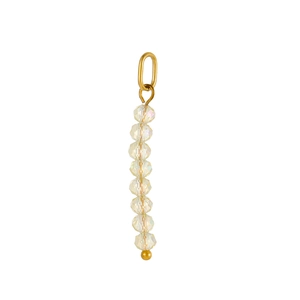 Detail of DIY faceted crystal beads with iridescent AB coating and gold metal accents