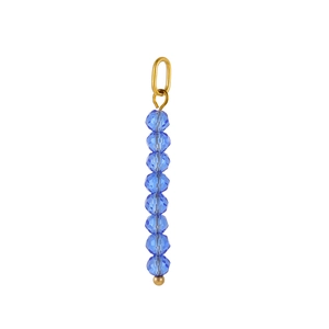 Vertical blue faceted stone beads pendant with gold finish stainless steel hooks