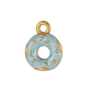 Λεπτομερής λήψη 3D κρεμαστού ντόνατ με γαλάζιο σμάλτο και χρυσές μεταλλικές λεπτομέρειες