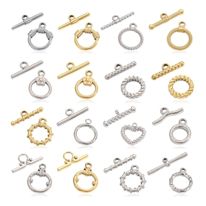 Edelstahl Knebelverschlüsse DIY Schmuckherstellung Herz Blume Stern Gold Silber Metall T-Bar Und Ring Halskette Verbinder
