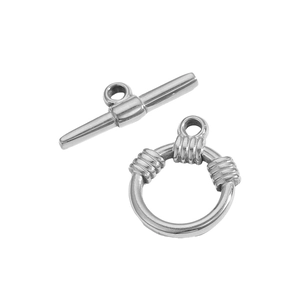 Polierter OT-Knebelverschluss aus Edelstahl für DIY-Schmuck mit Gewindeverzierung