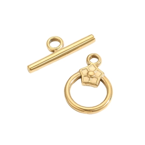 Goldener OT-Knebelverschluss mit 5-Blüten-Relief für DIY-Schmuck Halskettenbau