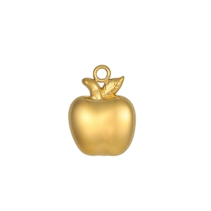 Pendentif pomme en acier inoxydable doré avec finition satinée pour création bijoux