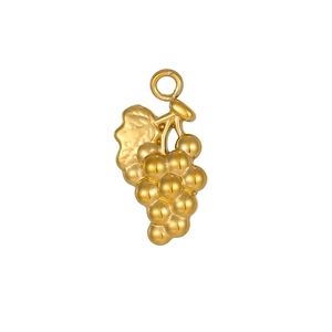 Pendentif raisin doré en acier inoxydable avec feuille pour création de bijoux DIY