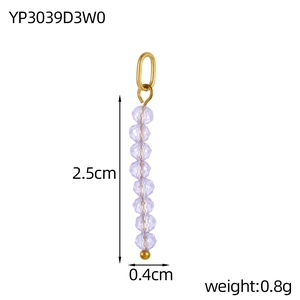 Detail view of 2.5cm light purple faceted beads pendant with gold finish mounting