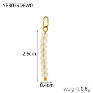 Detail of DIY faceted crystal bead pendant with gold ring showing 2.5cm size and 0.8g weight