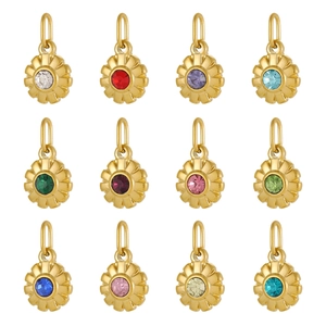 Lot de 12 pendentifs en acier inoxydable doré avec zircons colorés pour bijoux DIY