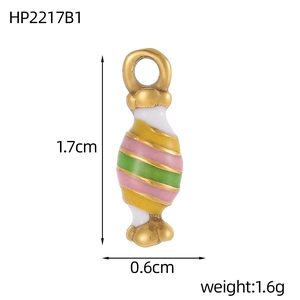 3D roestvrijstalen snoep hanger met kleurrijk emaille en een gouden metalen frame