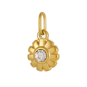 Pendentif fleur doré élégant avec cristal central et détails de pétales fins