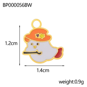 Detail view of cartoon ghost enamel pendant with dimensions 1.2cm height and 1.4cm width