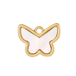 Eleganter Gold-Schmetterlingsanhänger mit weißer Muschel-Einlage für DIY-Halsketten