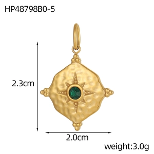Detailed view of irregular oval gold pendant with dimensions 2.3cm x 2.0cm and 3.0g weight