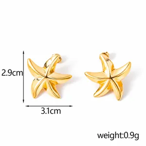 Tabella taglie orecchini a stella marina dorati con larghezza 3,1cm e altezza 2,9cm in dettaglio