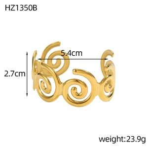 Dettagli del bracciale a fascia regolabile a stella marina dorata con altezza 2,7 cm e diametro 5,4 cm