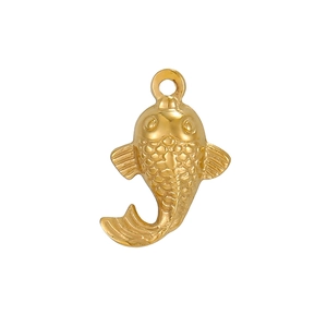 Polished golden stainless steel small fish charm pendant for DIY jewelry making