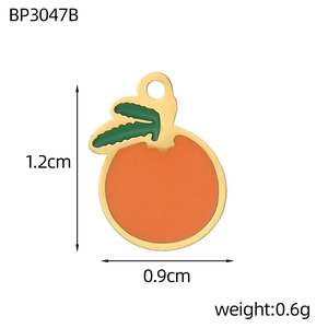 Y2K sweet orange fruit pendant charm in stainless steel with enamel finish for DIY jewelry