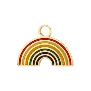 Rainbow enamel charm pendant in gold stainless steel finish for DIY jewelry necklaces