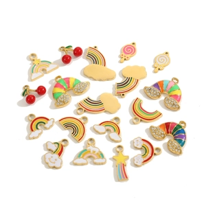 DIY colorful stainless steel charms set with rainbow stars and clouds for jewelry making