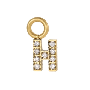 Détail du pendentif lettre H doré serti de zircons blancs pour la création de bijoux