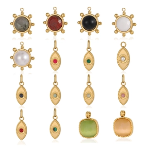 Elegante Francese Acciaio Inossidabile Ciondoli Geometrici Con Pietra Naturale Malocchio Forma Raggio di Sole DIY Gioielli Accessori Per Collana Borse Donna