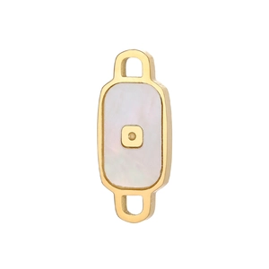 Goudkleurige roestvrijstalen rechthoekige hanger met parelmoer voor DIY-sieraden