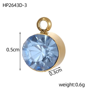 Detailed size specifications for the gold-plated round blue gemstone pendant accessory