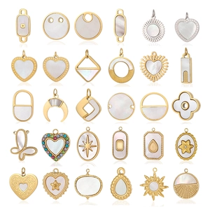 Colgante de Nácar de Acero Inoxidable Dijes para Hacer Joyas DIY Colgante Geométrico de Estrella y Corazón de Oro para Mujer