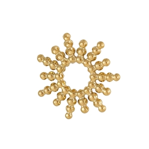 Detail of gold-plated sunburst pendant with radial beads made of stainless steel