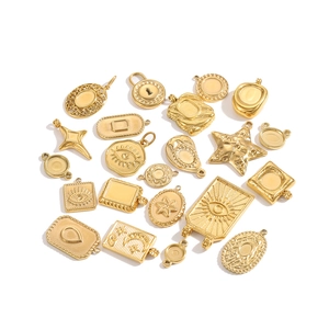 Franse vintage gouden geometrische bedels met boze oog en hangslot voor DIY-sieraden