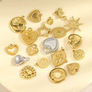 Collection de pendentifs coeur étoile et lune en or et argent pour bijoux DIY