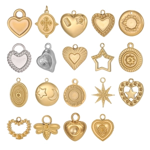 Assortiment de pendentifs en or et argent en forme de cœur, étoile et croix pour bijoux DIY