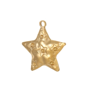 Minimalistische gouden roestvrijstalen sterhanger met matte afwerking voor DIY-sieraden