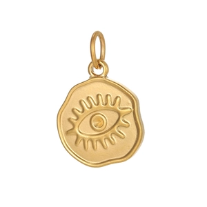 Minimalistische roestvrijstalen evil eye munt hanger in goud voor DIY sieraden ontwerpen