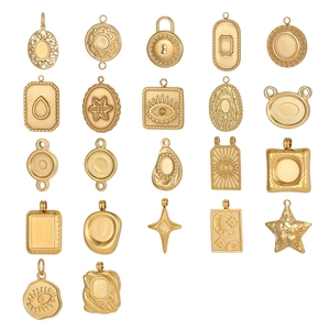 Set van 22 gouden geometrische roestvrijstalen bedels voor DIY sieraden maken en kettingen